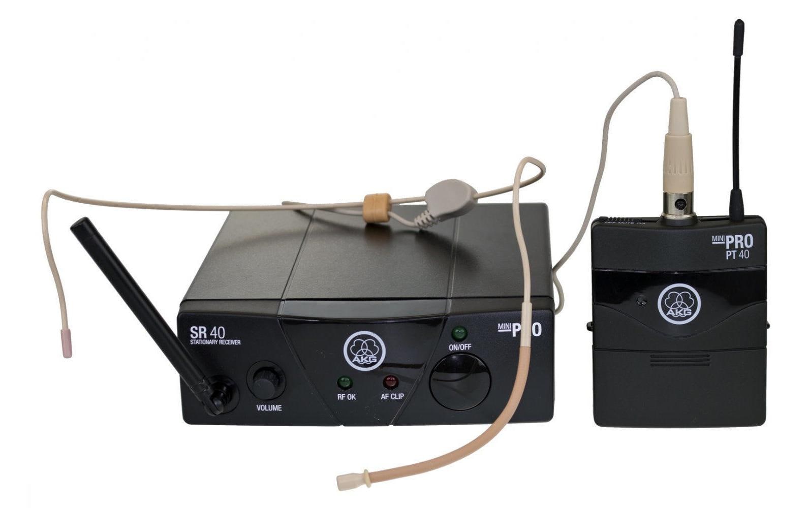 AKG WMS40 Mini Sport Set ISM 2 – Mikrofon-Set – 6,35 mm Klinke, Mini XLR, Kabellos (863–865 MHz) – Schwarz