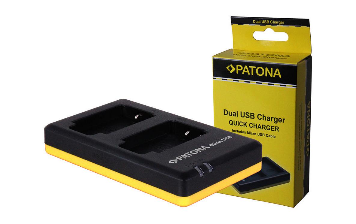 PATONA Dual Ladegerät EN-EL20 – 2-fach, 0,7 A, USB – für Nikon EN-EL20, EN-EL20a – Gelb/Schwarz