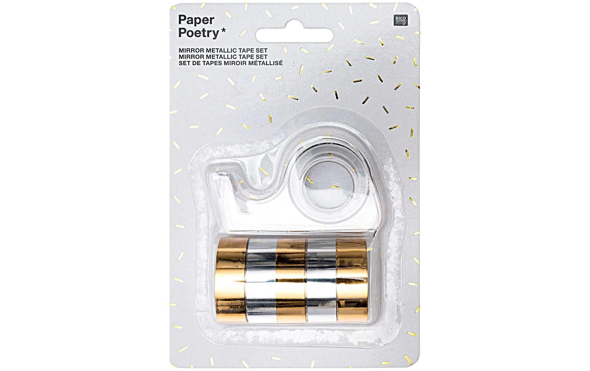 Rico Design Washi Tape – 12 mm × 1,8 m, mehrfarbig, glänzend, 6 Rollen