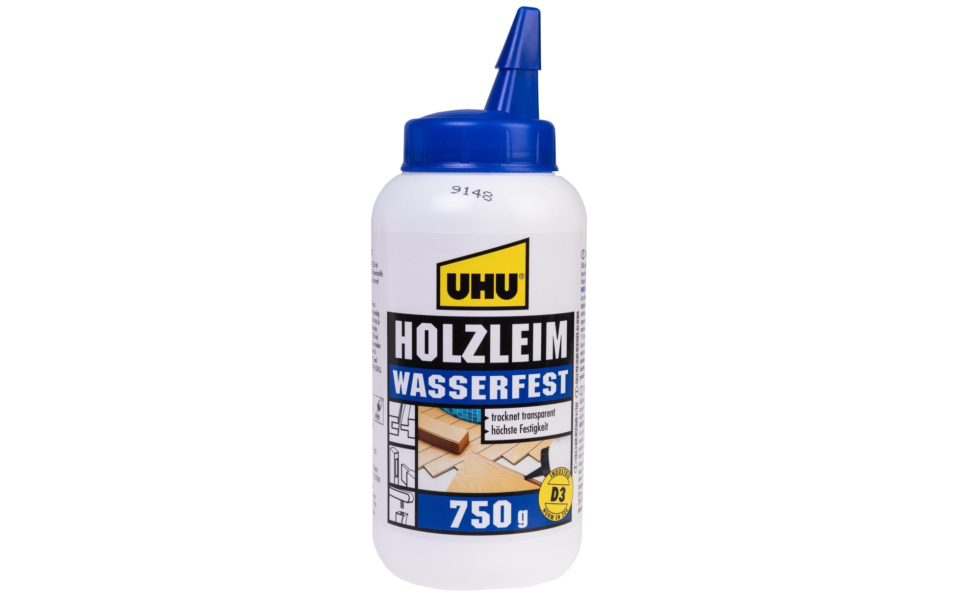 UHU Wasserfester Holzleim – 750 ml, transparent, für Holz