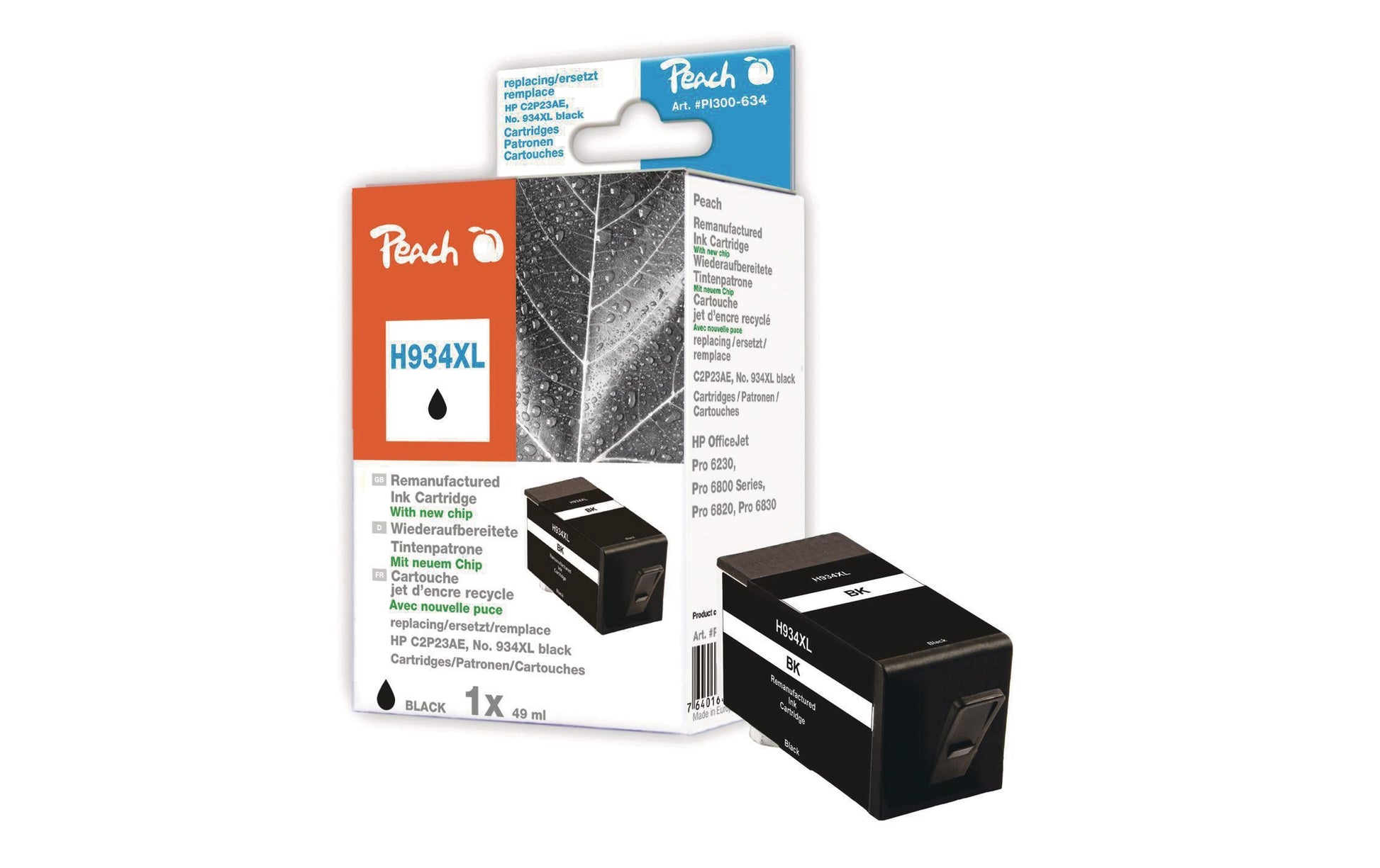 Peach 934XL Schwarz Tintenpatrone (Kompatibel) – 2'025 Seiten – für HP OfficeJet 6800 Serie