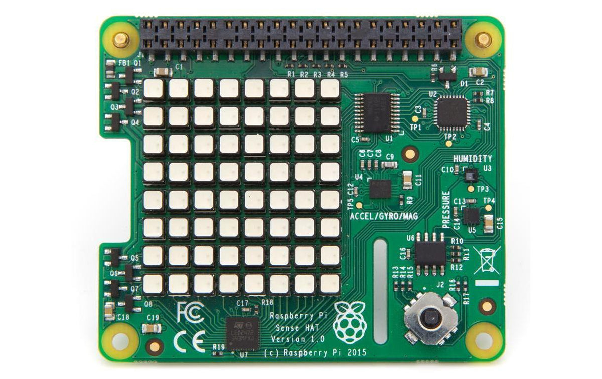 Raspberry Pi Sense HAT – Sensor-Board, 8×8 LED-Matrix, Gyroskop, Temperatur, Feuchtigkeit – für Raspberry Pi