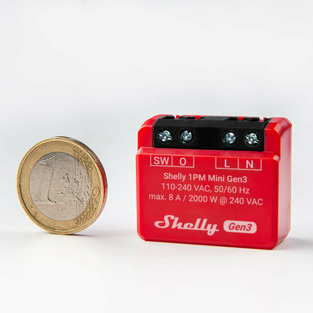 Shelly 1PM Mini Gen3 – Smart-Steckdose – 8 A, Verbrauchsmessung – für Amazon Alexa, Google Assistant