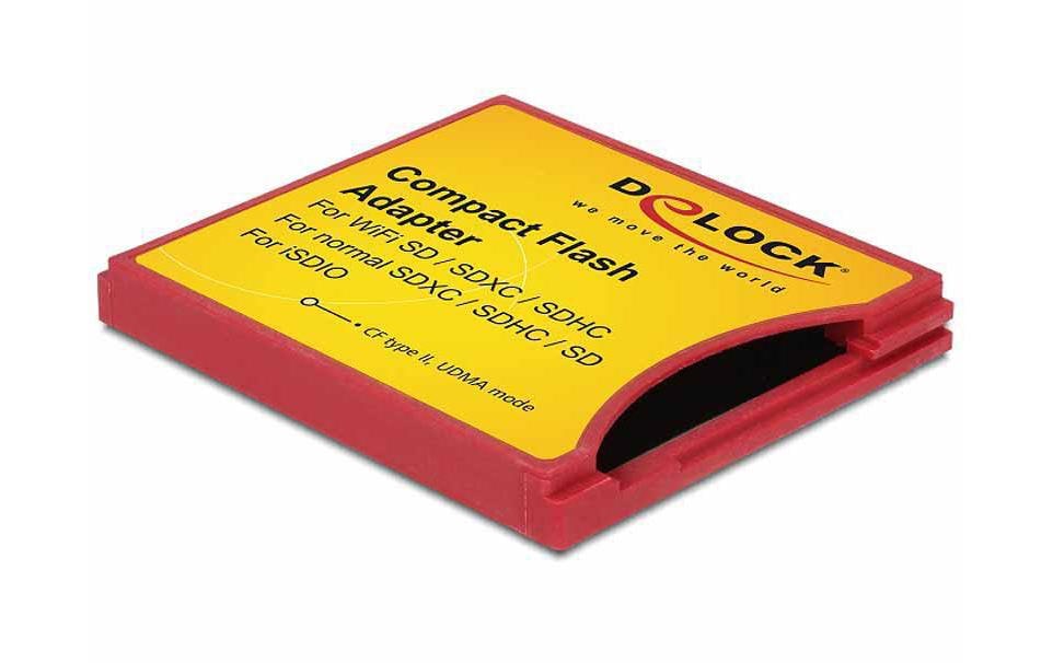 DeLOCK 62542 CF Typ II zu SD Adapter – für SD/SDHC/SDXC – Rot