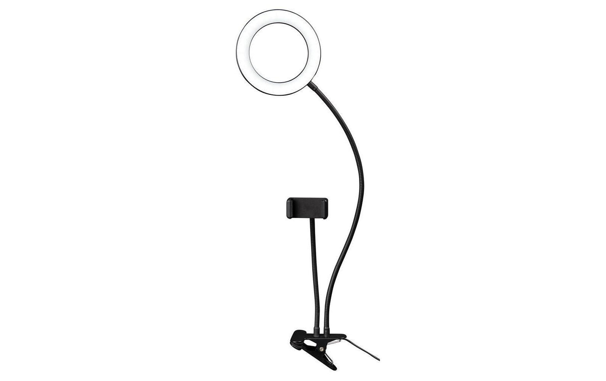 Dörr NP-550 LED-Ringleuchte – 3200–5600 K, dimmbar – 280 lx – Akku – für FLP 56 Blitz, LED-Kopf – Schwarz