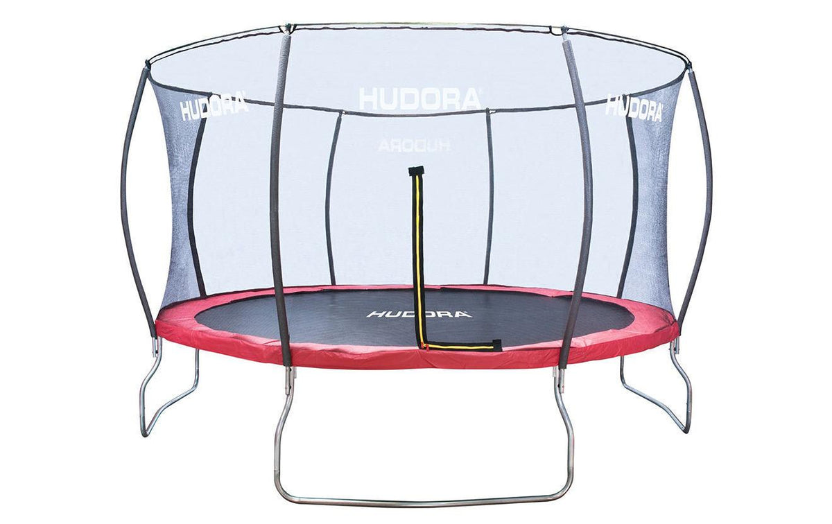 HUDORA Trampolin – rund – max. 100 kg, mit Sicherheitsnetz – Ø 400 cm – rot – CE