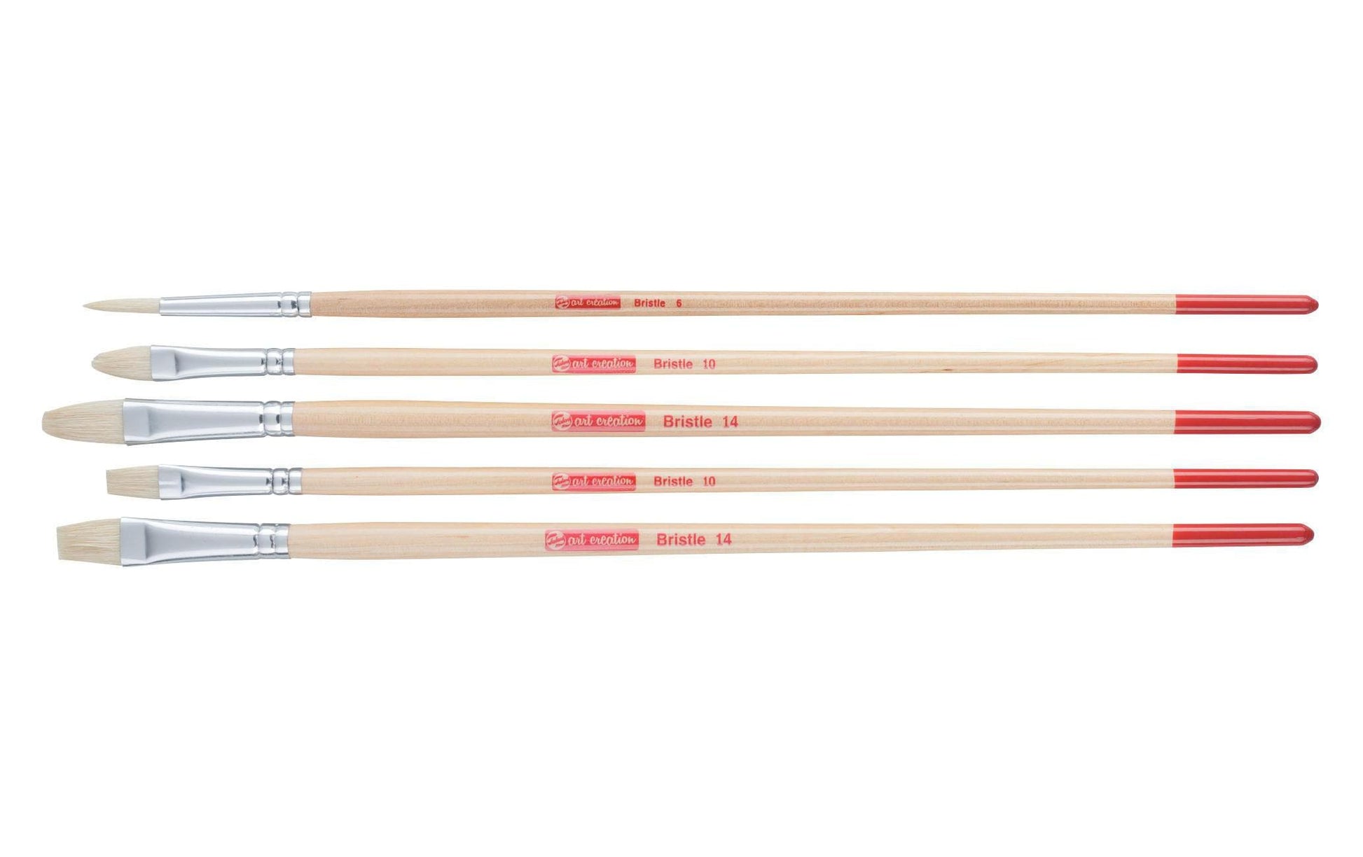 Talens Pinsel-Set – Verschiedene Formen, Schweineborsten, Grösse 6/10/14, 5er-Set, für Öl & Acryl