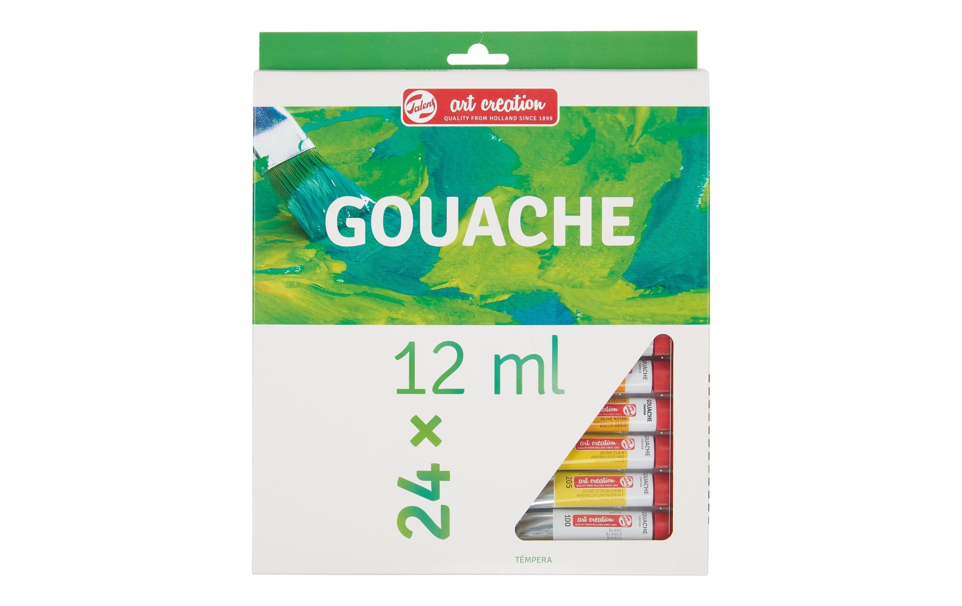 Talens Gouache – Mehrfarbig, Deckend – 24 Farben – 24×12 ml (288 ml) – für Holz