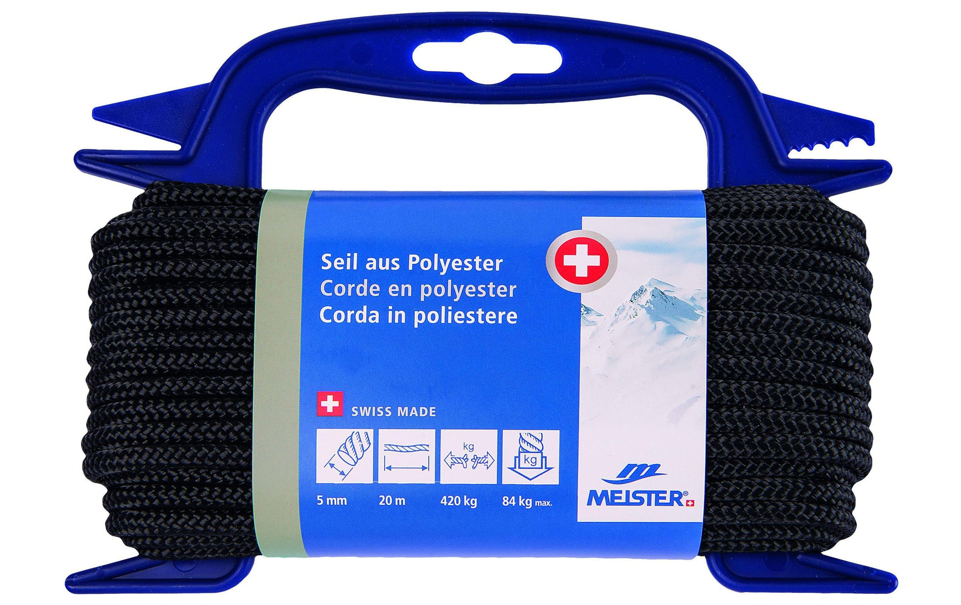 Meister & Cie Meister – Polyesterkordel, Schwarz Ø 5 mm × 20 m, Reisskraft 420 kg
