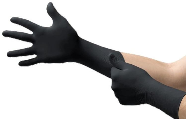 Ansell Einweghandschuhe Nitril, MidKnight XTRA 93-862 – L, 100 Stück – Schwarz, verlängerte Stulpe