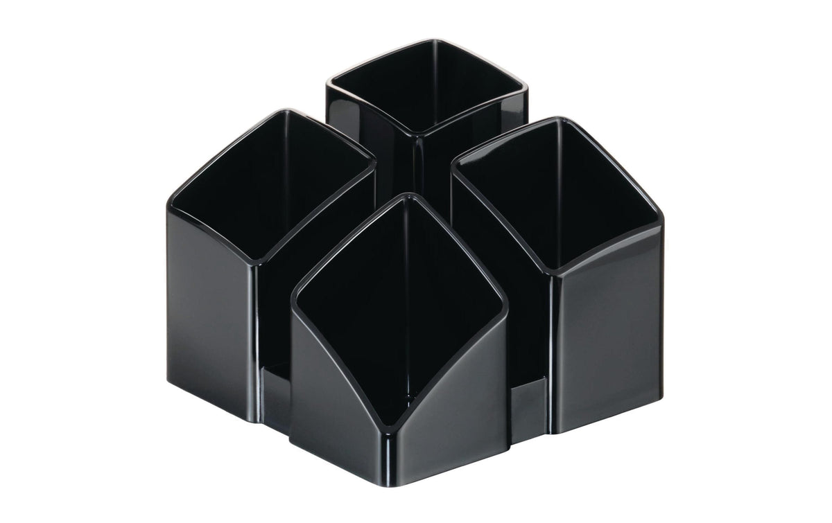 HAN Stiftehalter – 4 Fächer, Polystyrol (PS), schwarz, 125 × 100 × 125 mm