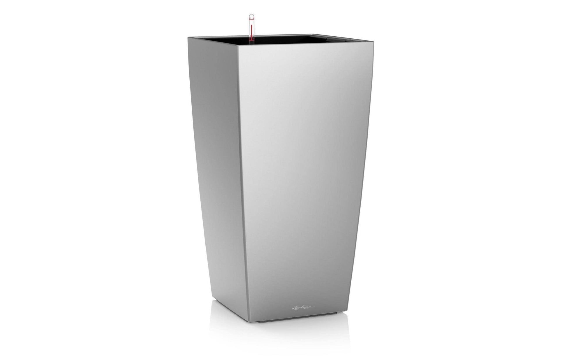 LECHUZA Cubico Premium 30 Topfpflanzer – 14 l – Polycarbonat & Polypropylen, silber