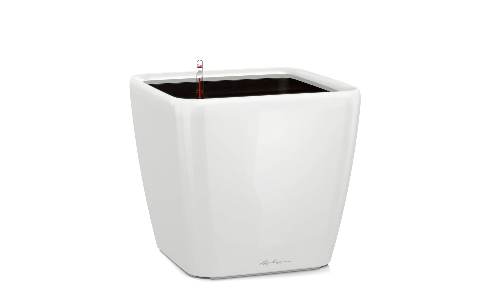 LECHUZA Quadro Premium 21 LS Topfpflanzer – 22,5 × 22,5 × 20,5 cm – Polypropylen & Polycarbonat, weiss