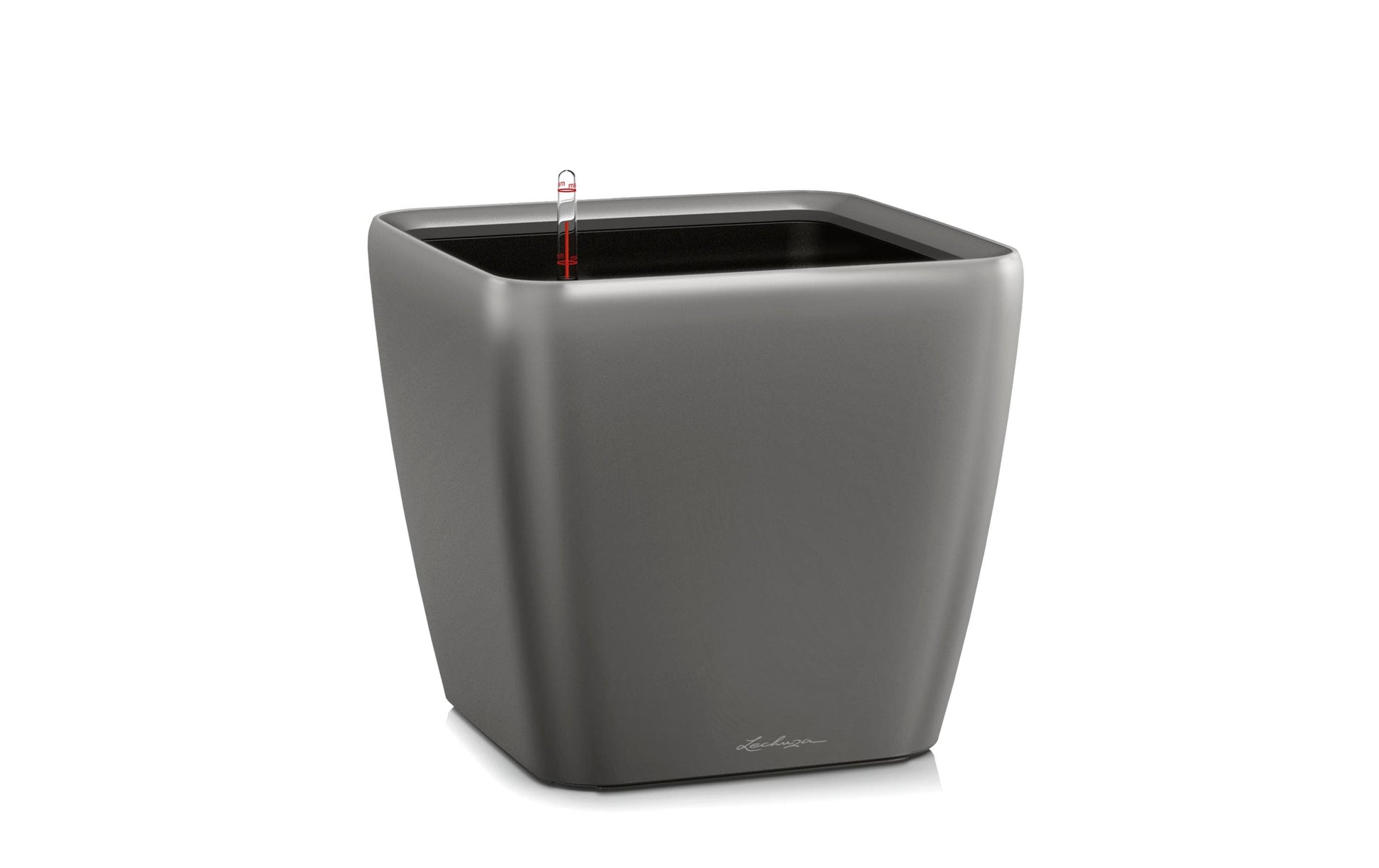 LECHUZA Quadro Premium 21 LS Topfpflanzer – 22,5 × 20,5 × 22,5 cm – Kunststoff, anthrazit, metallisch