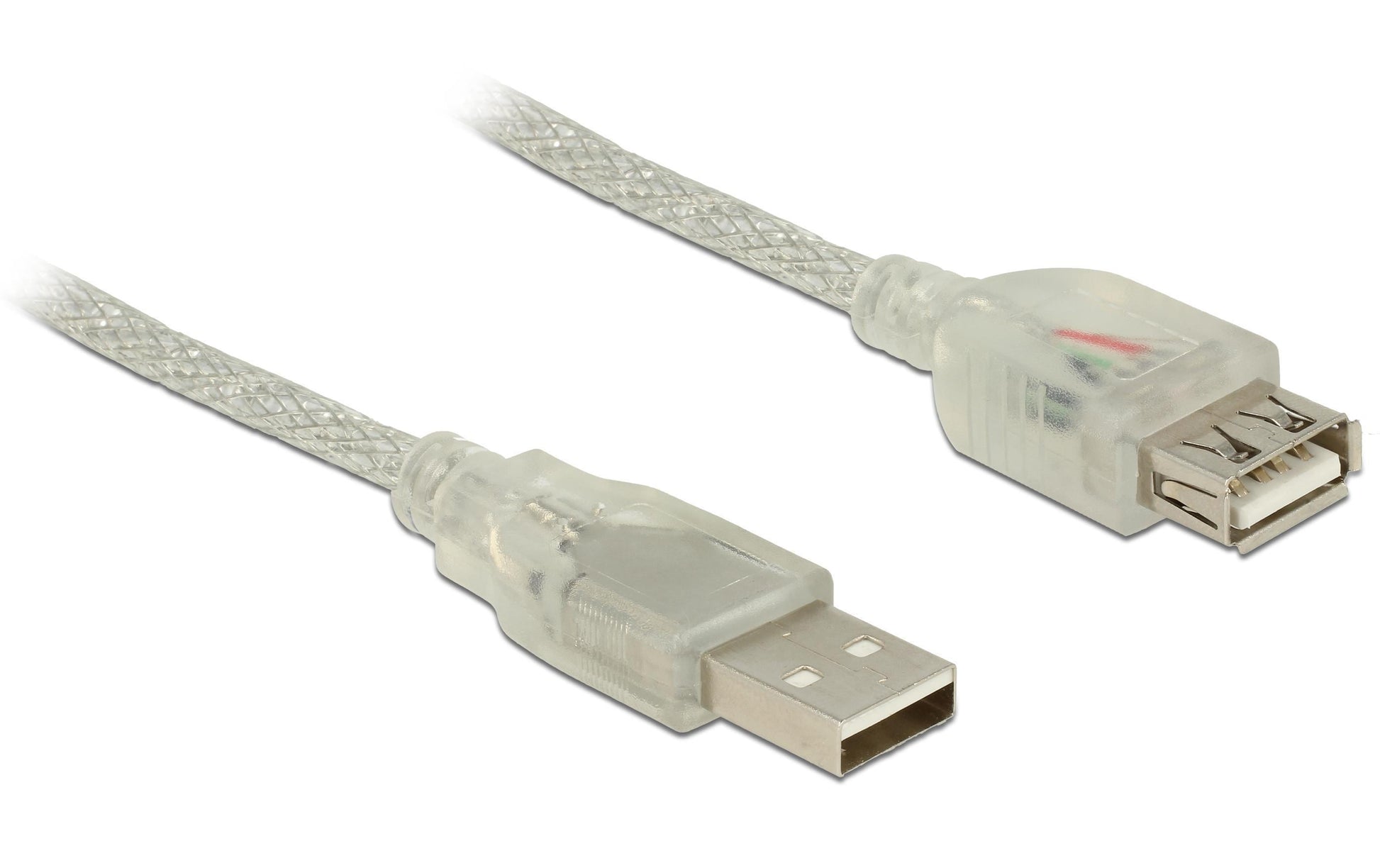 DeLOCK USB-A Verlängerungskabel (Stecker auf Buchse) – USB 2.0 (480 Mbit/s) – 3 m – Transparent