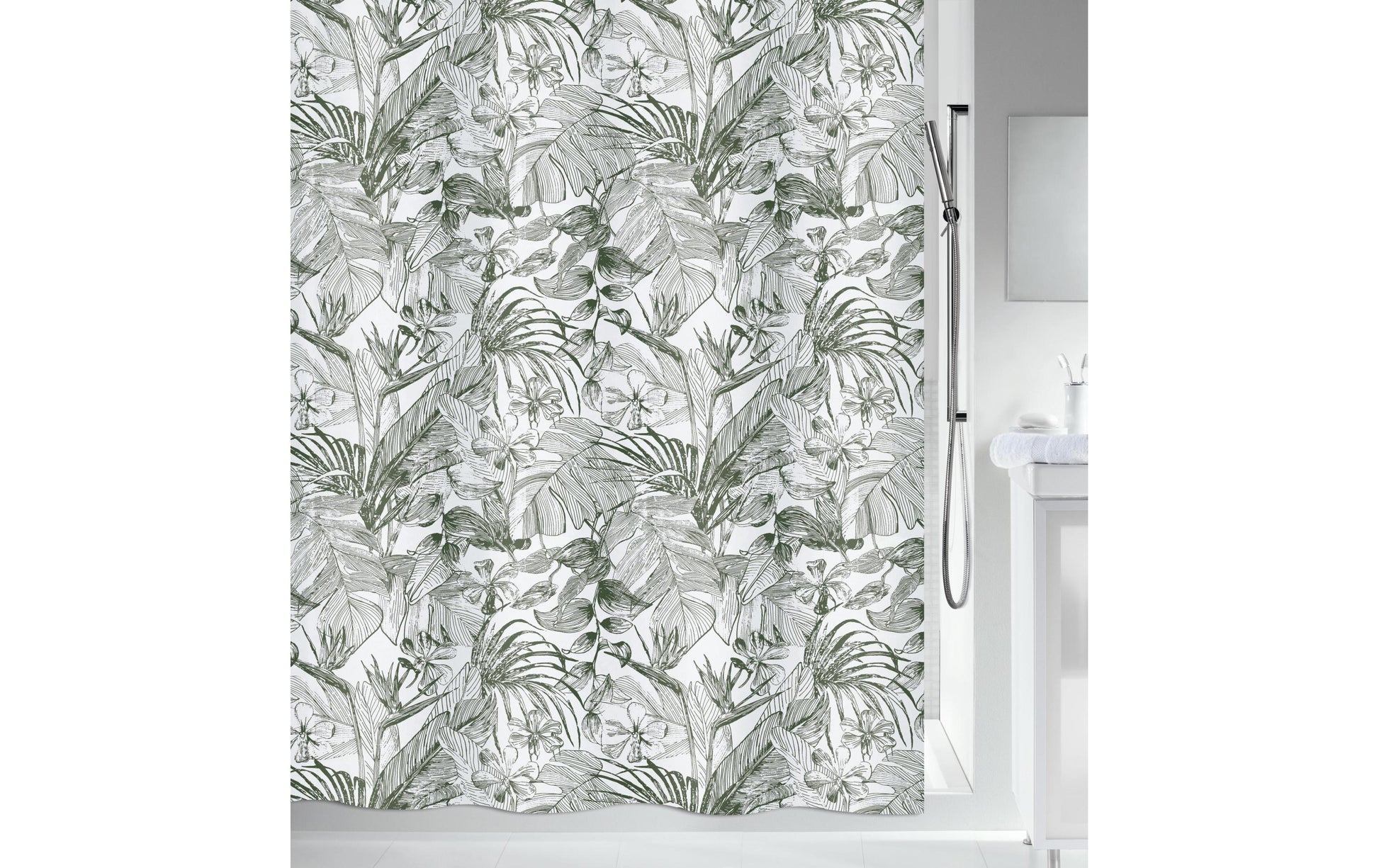 Spirella Duschvorhang TROPIC – 180×200 cm, Polyester, Ringaufhängung, Mehrfarbig