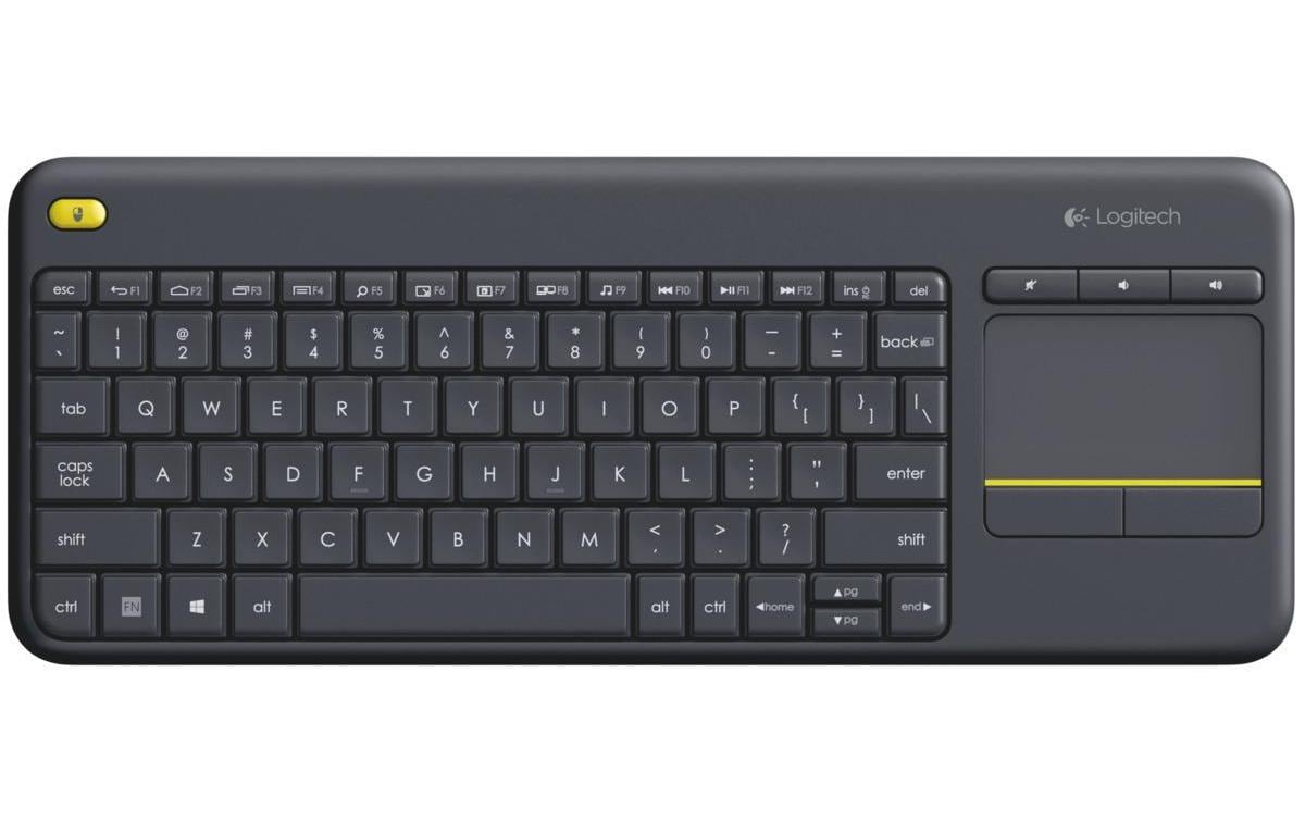 Logitech K400+ – Tastatur, kabellos (2,4 GHz), US-Layout (EN), mit Touchpad, Dunkelgrau