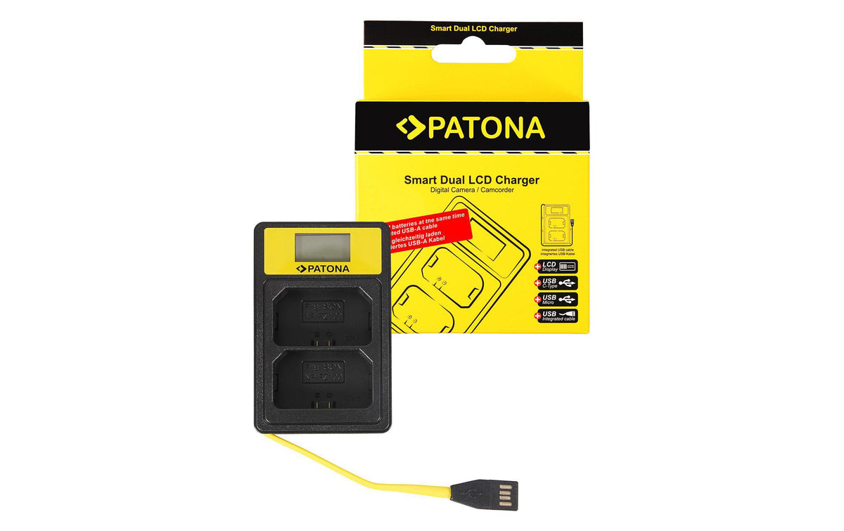 PATONA Smart Dual Akkuladegerät – für Sony A7 III, A7R III, A9 und andere – 2-fach, USB, 8,4 V/0,6 A – Schwarz