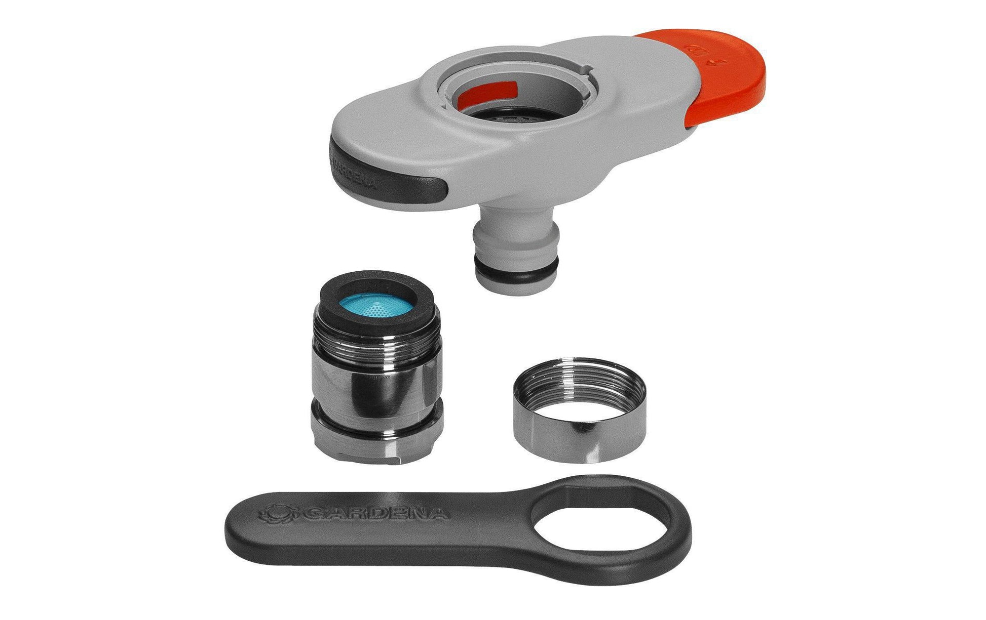Gardena Hahnstück – Kunststoff, Schwarz/Chrom/Grau, für Indoor Wasserhähne E10