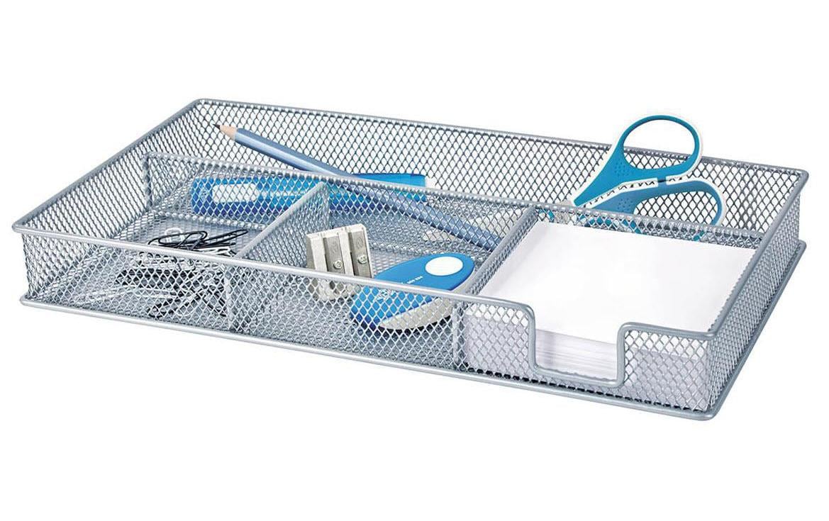 Wedo Stifteköcher – 4 Fächer, silber, Metall