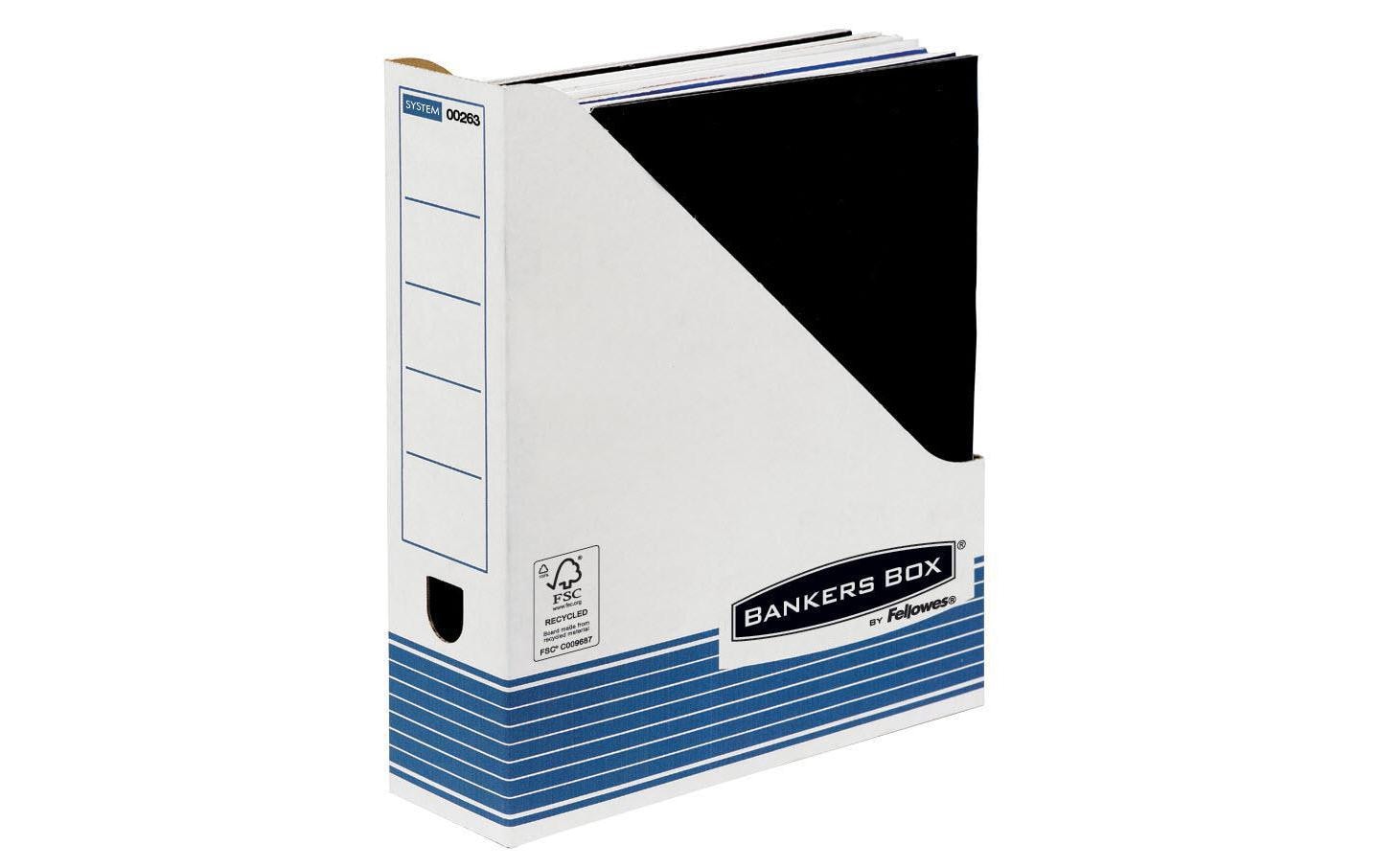 Fellowes Archivschachtel – für A4, B 81 × H 316 × T 263 mm, blau/weiss, Karton, 10 Stück