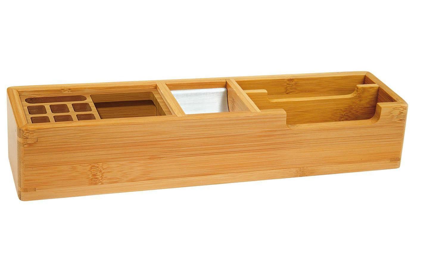 Wedo Bambus-Serie Stifteköcher – 11 Fächer, natur, Bambus, B 318 × H 60 × T 68 mm
