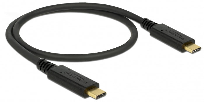 DeLOCK USB-C auf USB-C Kabel – USB 2.0 (480 Mbps) – 0,5 m – E-Marker – Schwarz