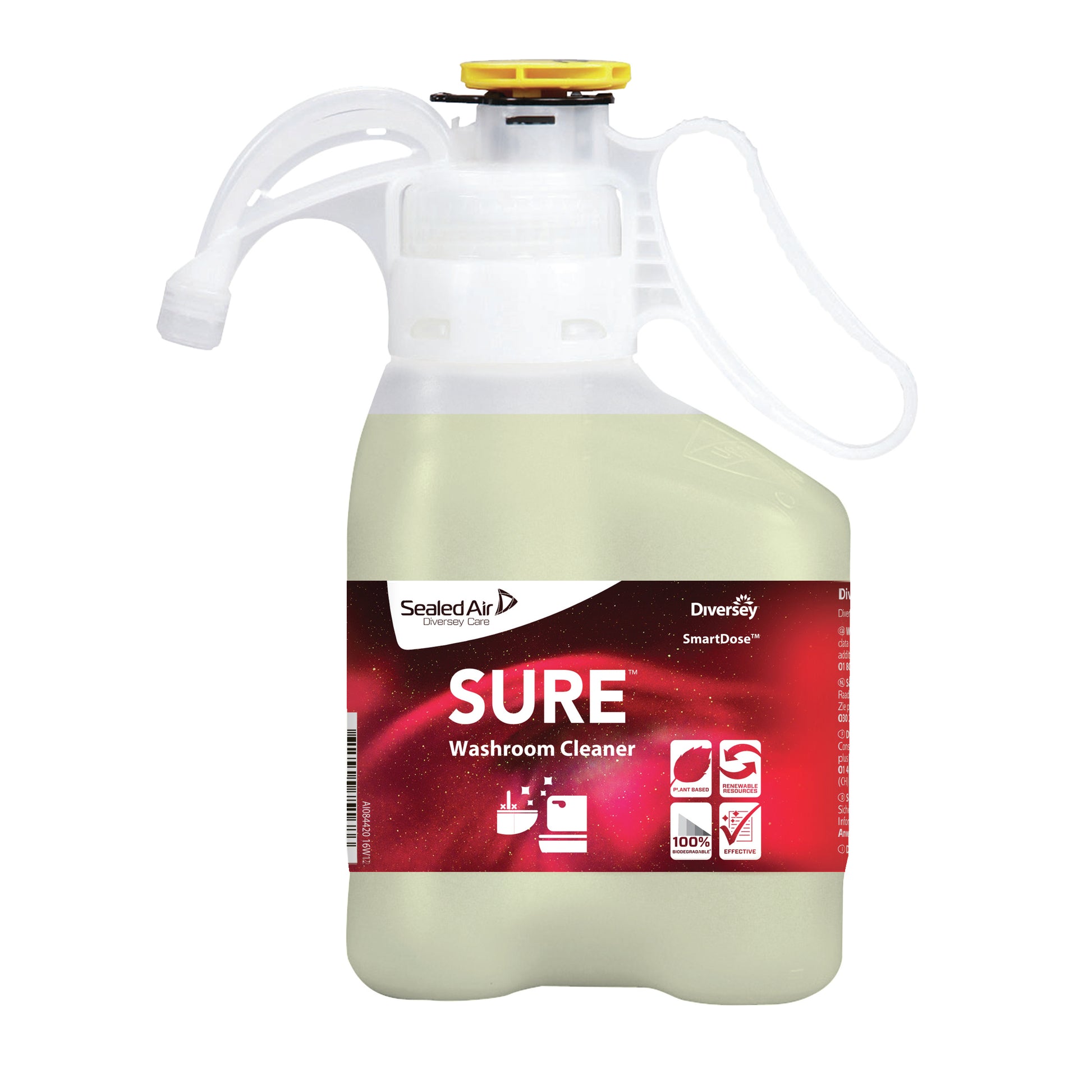 Diversey SURE Bad-/Kalkreiniger für WC/Fliesen/Porzellan – parfümfrei, Konzentrat, Flasche – 1,4 l