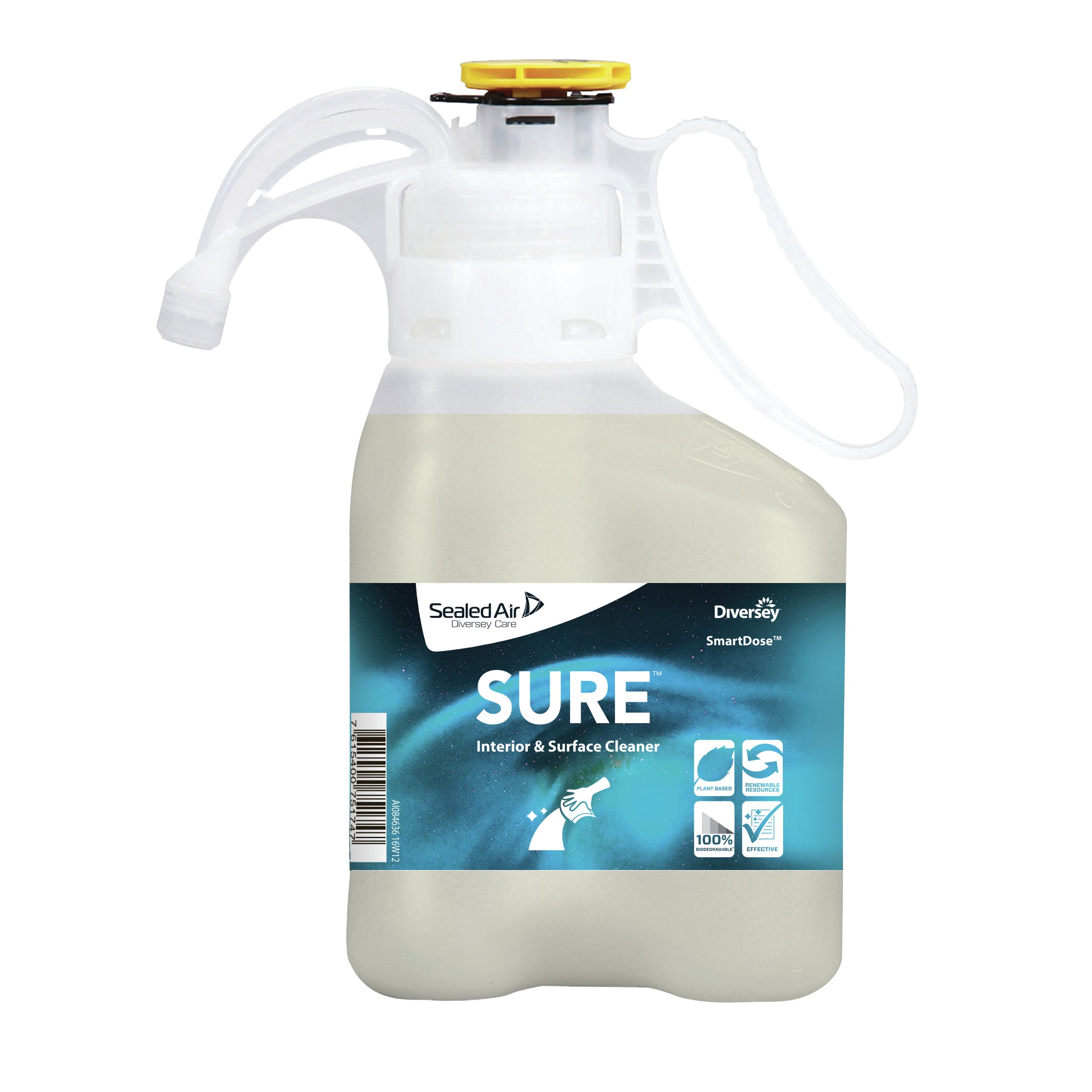 Diversey SURE SmartDose Allzweckreiniger für Tür, Flur, Wand – parfümfrei, Konzentrat, SmartDose-Flasche – 1,4