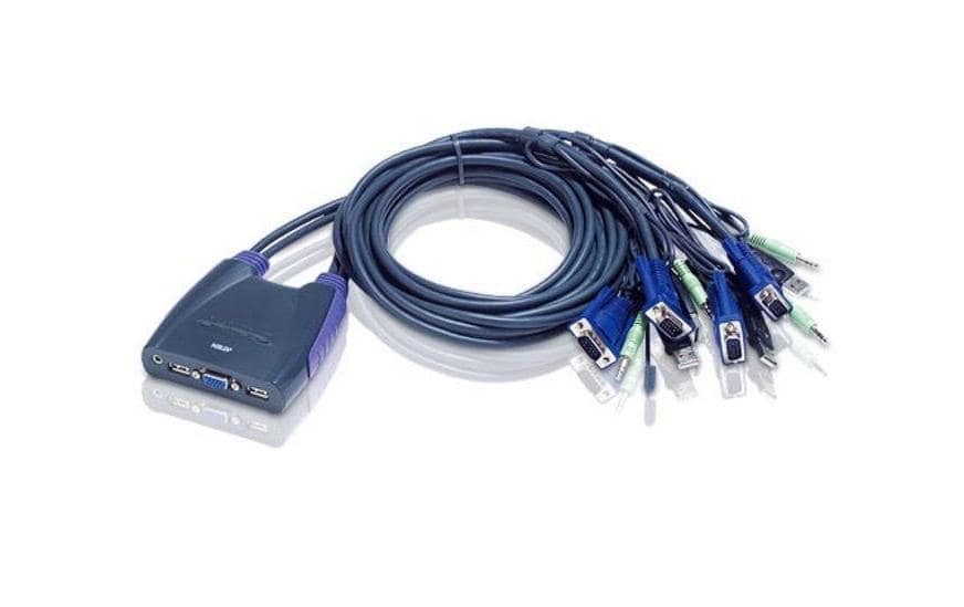 ATEN CS64US – 4-Port VGA KVM-Switch – 2048 × 1536, USB 2.0-Hub, Audio, Desktop