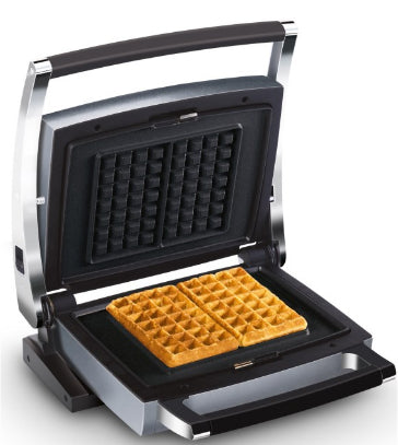 Fritel Waffeleisen CW2438 – 2 Waffeln, rechteckig, 1600 W, abnehmbare Platten – Schwarz/Silber