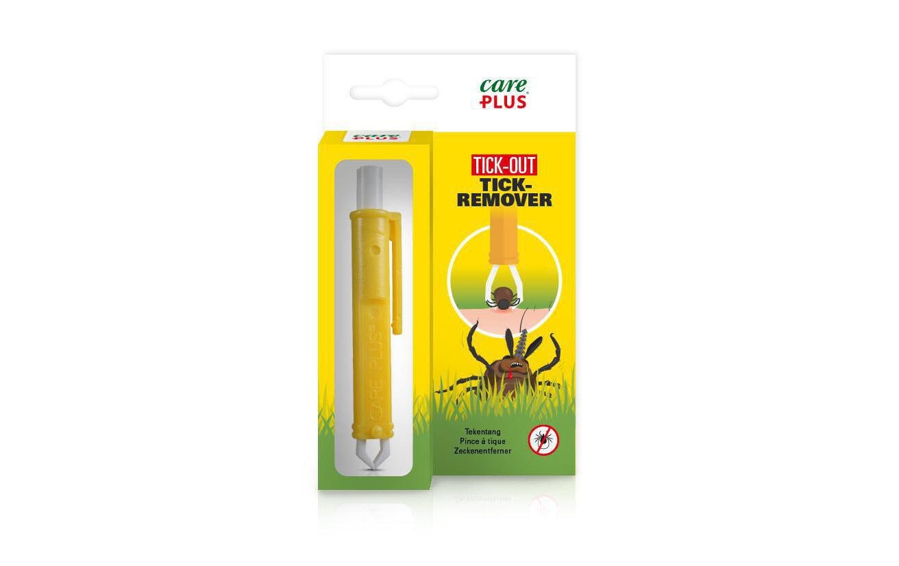 Care Plus Zeckenzange – inkl. 2 Alkoholtücher, Gelb