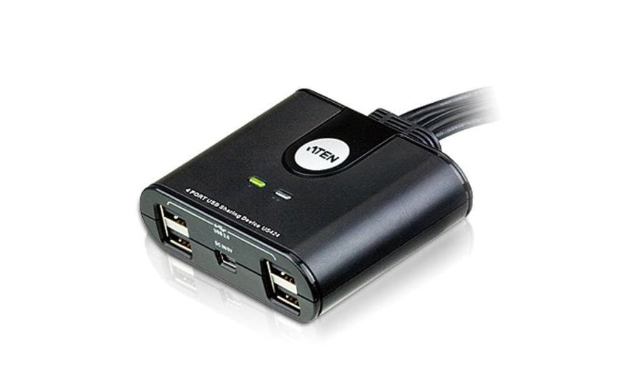 ATEN USB-Sharing-Switch – USB-B Buchse auf 4× USB-A Buchsen – USB 2.0 – Schwarz