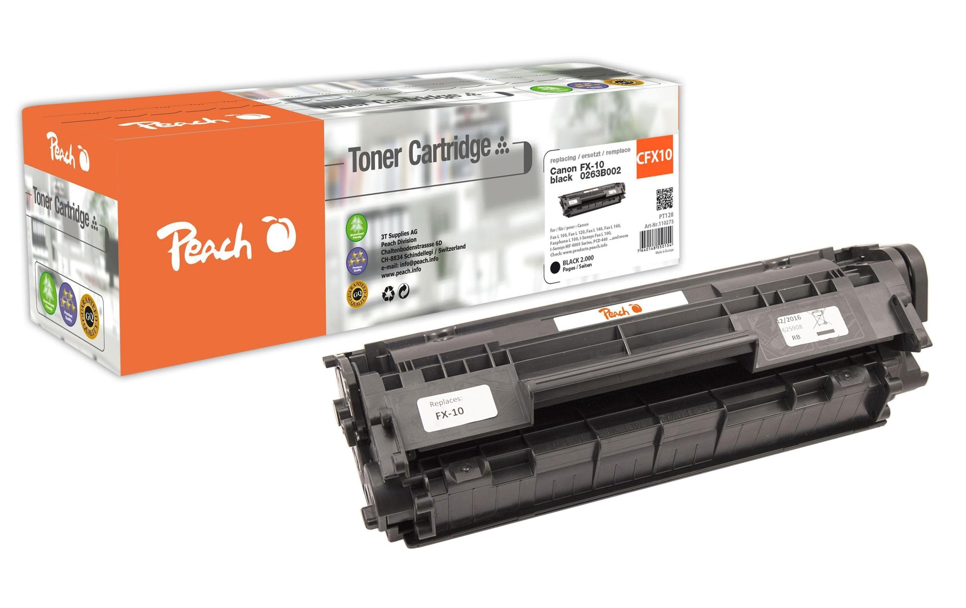 Peach FX-10X (0263B002) schwarzer Toner – kompatibel – 3'000 Seiten – für Canon Fax L 95/95 IN/100 und andere