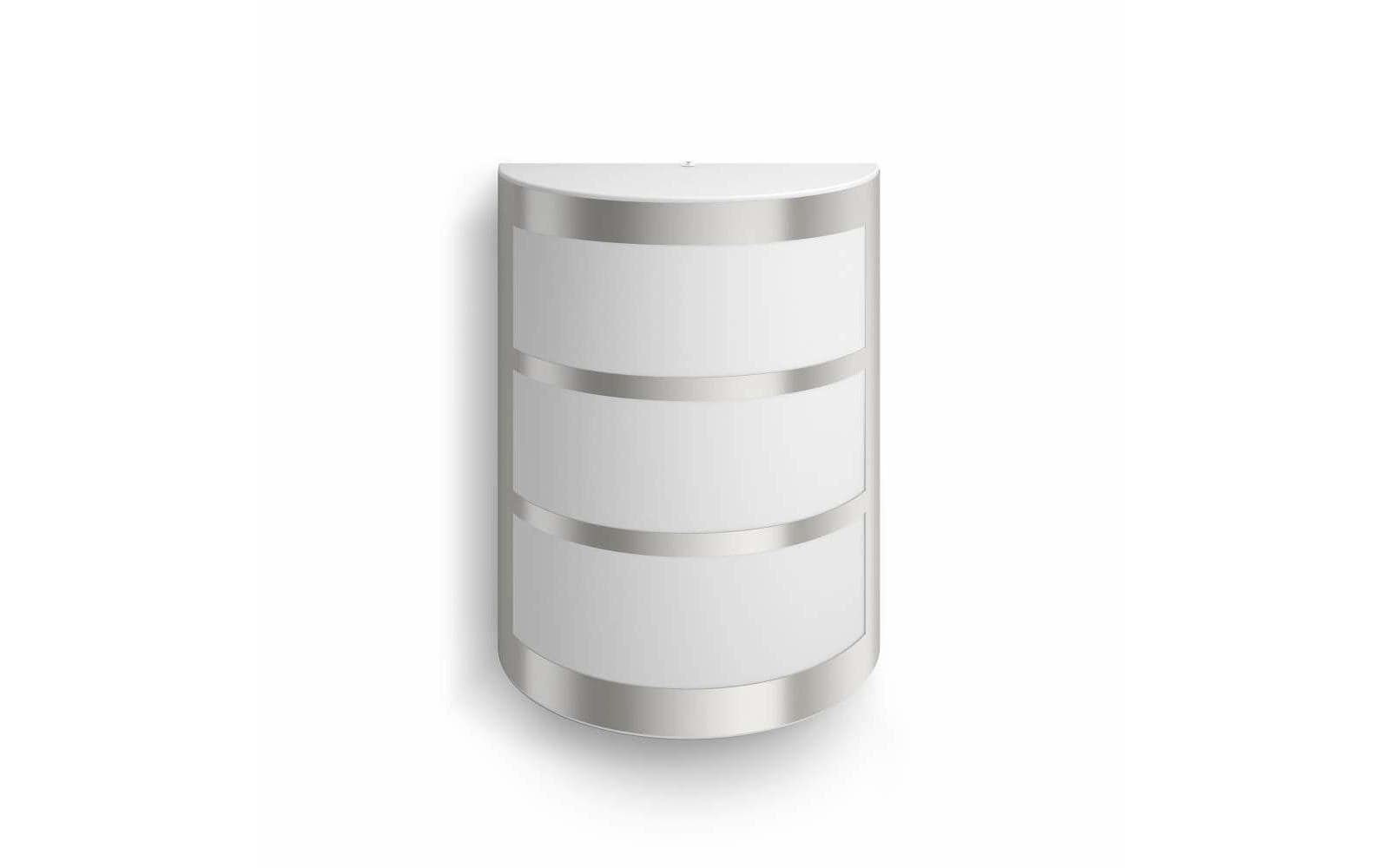 Philips by Signify Philips Aussenwandleuchte – 21,5 cm, 600 lm, 6 W, Warmweiss, 2700 K, IP44, Netzbetrieb, Grau, Edelstahl
