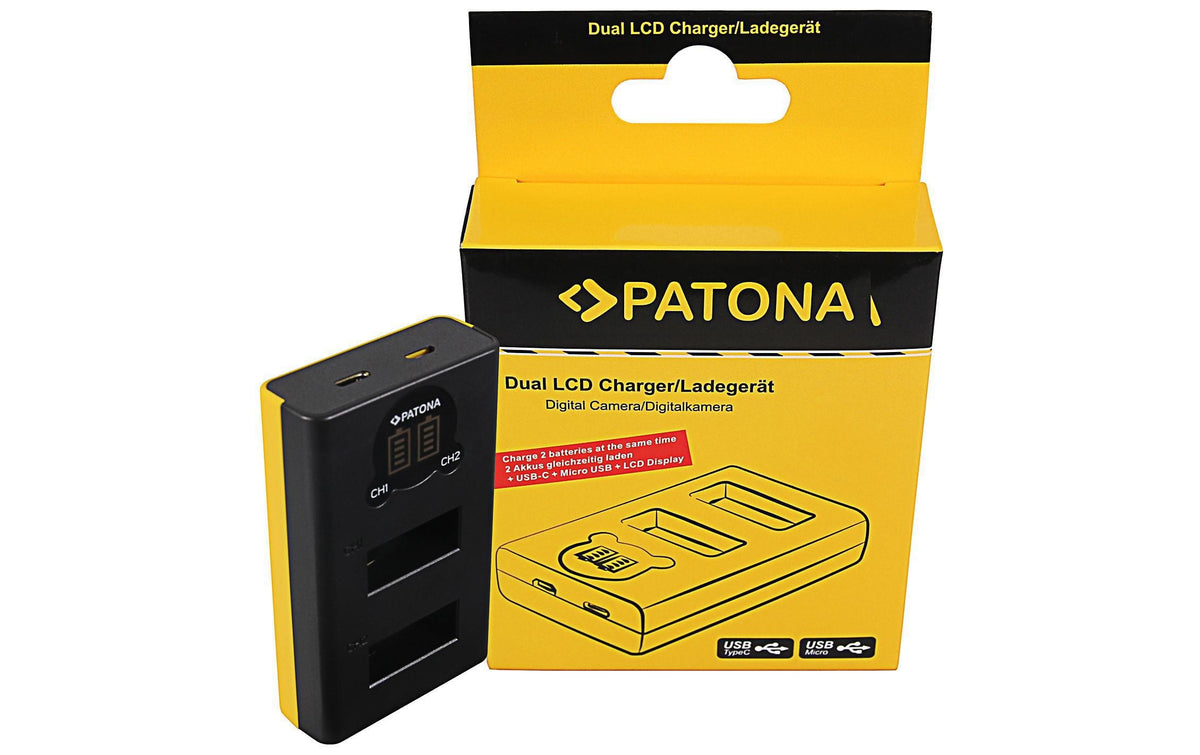 PATONA 1887 Dual-Ladegerät – für GoPro Max – 2-fach, USB, 8,4 V/0,7 A – Gelb/Schwarz