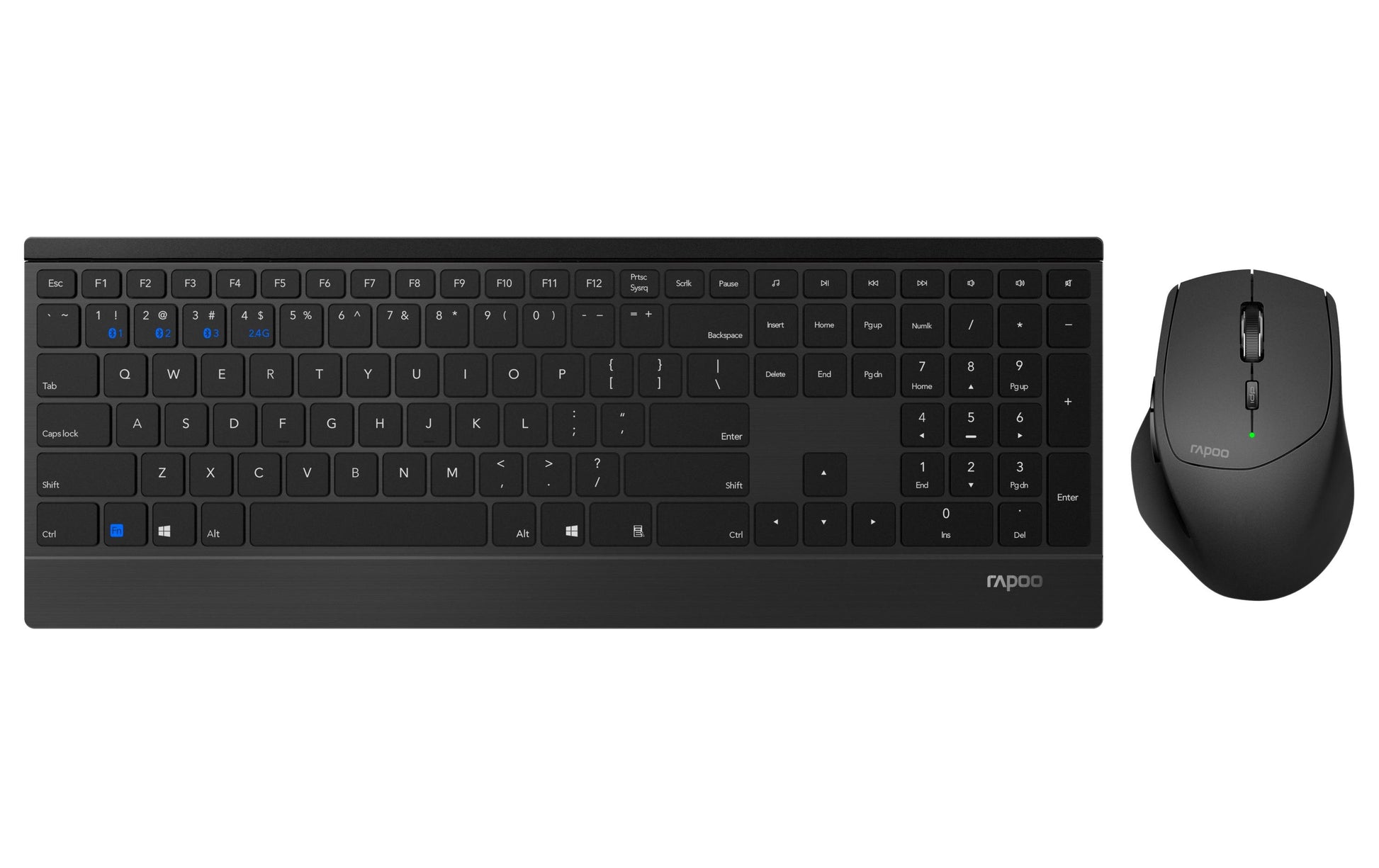 Rapoo 9500M – Tastatur, kabellos (Bluetooth/2,4 GHz), Multi-Device, Schwarz