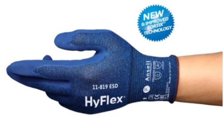 Ansell Arbeitshandschuhe HyFlex 11-819 – Grösse 10, 1 Paar – FORTIX-Nitrilschaum, ESD (EN 16350)