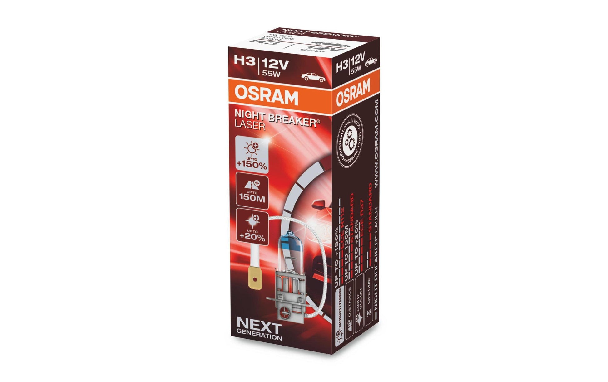Osram Halogenlampe H3 PK22s – 1450 lm, 55 W, Neutralweiss 3200 K – 1 Stk.