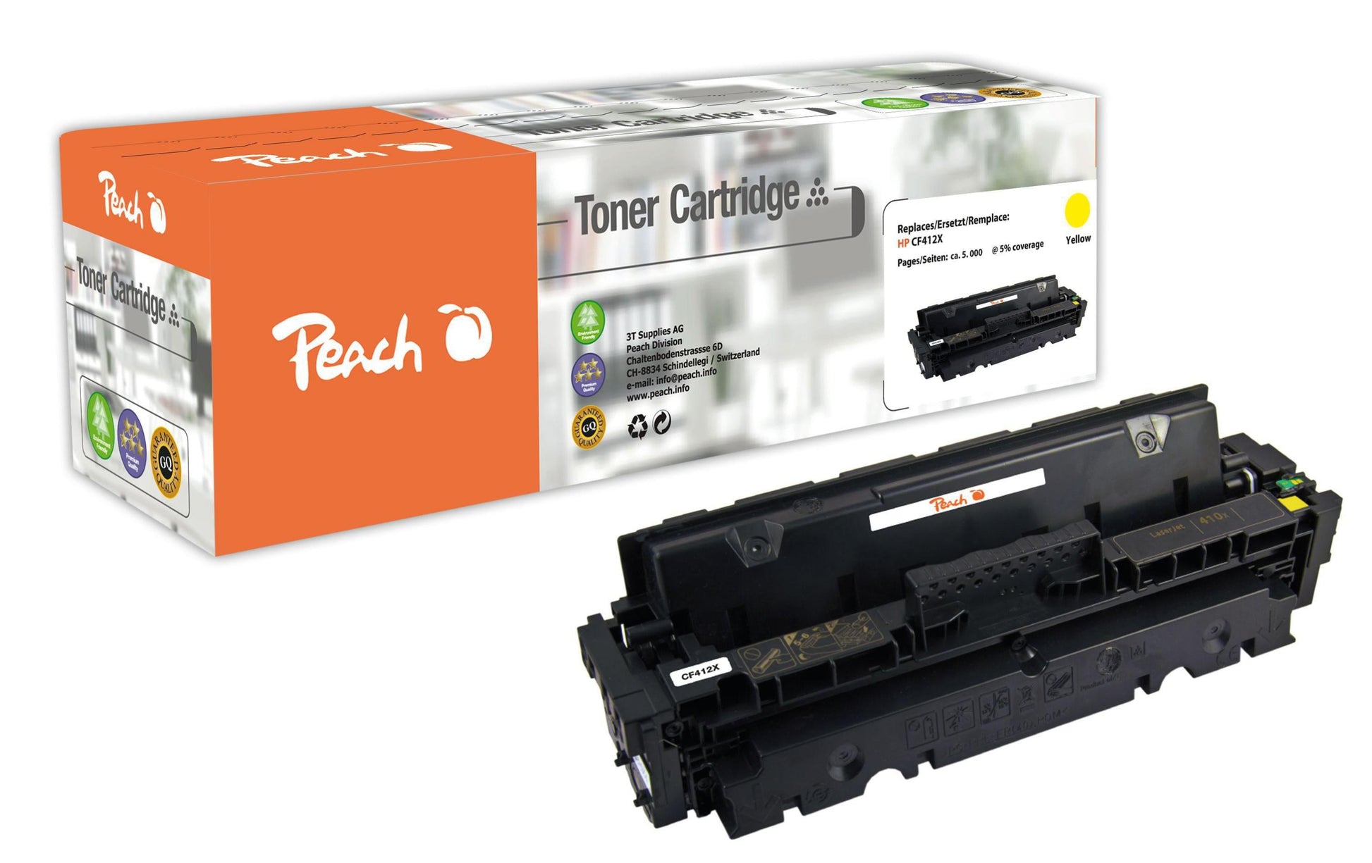 Peach Toner CF412X – gelb, 5000 Seiten – für HP Color LaserJet Pro M 452/M 452 dn/M 452 dw und andere