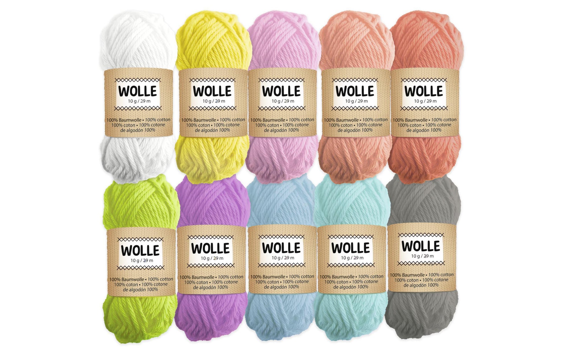URSUS Pastell Wolle Mehrfarbig – 10× 10 g, 29 m, Nadel 4 mm