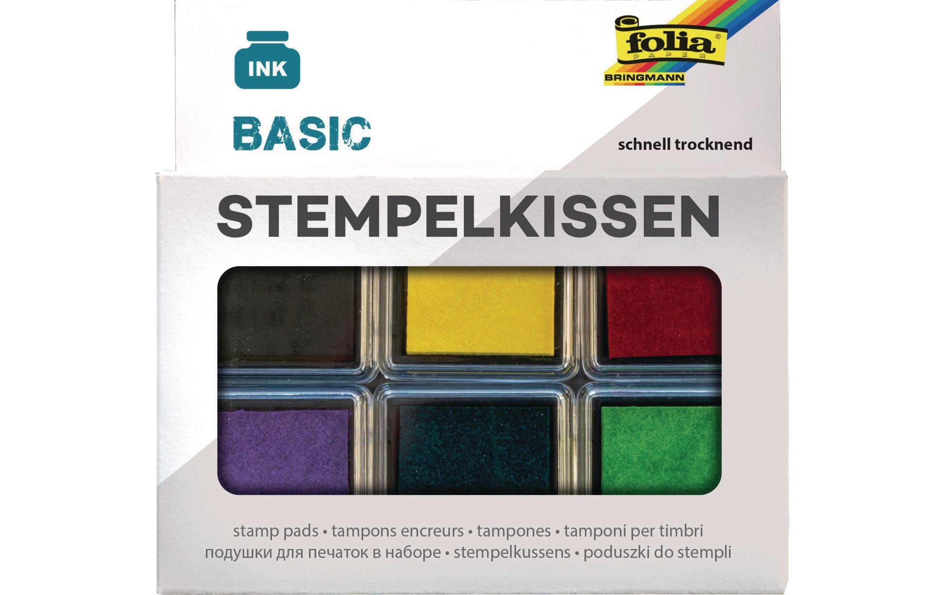 Folia Stempelkissen – 6er-Set, Kunststoff, 24 × 24 mm