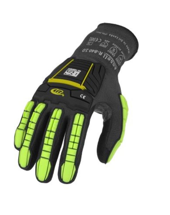 Ansell Arbeitshandschuhe R-840 – 9, 1 Paar – Nitril/Nylon/Spandex, Schnittschutz (HPPE), Schwarz/Gelb