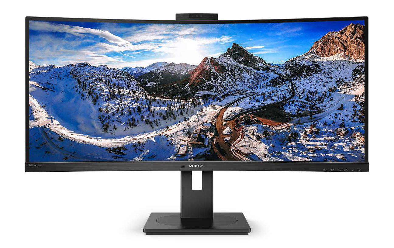 Philips 346P1CRH/00 – 34" Curved, 3440 × 1440 (UWQHD), VA, 100 Hz, USB‑C 90 W, Webcam, LAN, DisplayHDR 400