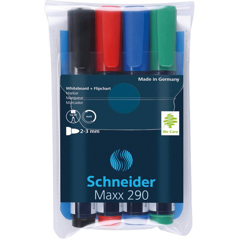 Schneider Schreibgeräte Maxx 290 Non-Permanent-Marker – Rundspitze – Sortiert – 4er-Set