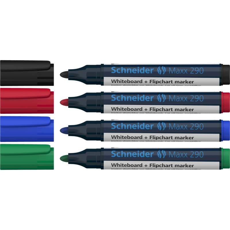 Schneider Schreibgeräte Maxx 290 Non-Permanent-Marker – Rundspitze – Sortiert – 4er-Set
