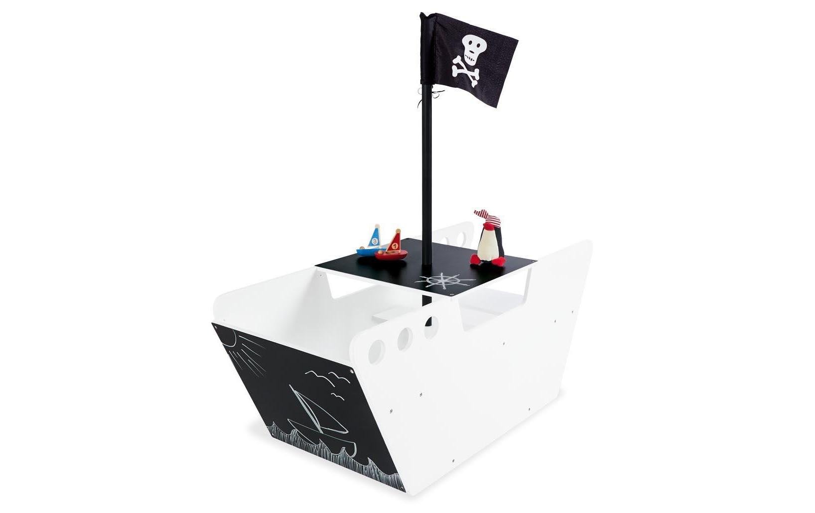 Pinolino Kinderträume Spielboot Hoppetosse – Pirat – 50×120×121 cm – ab 2 J. – MDF – schwarz/weiss – CE