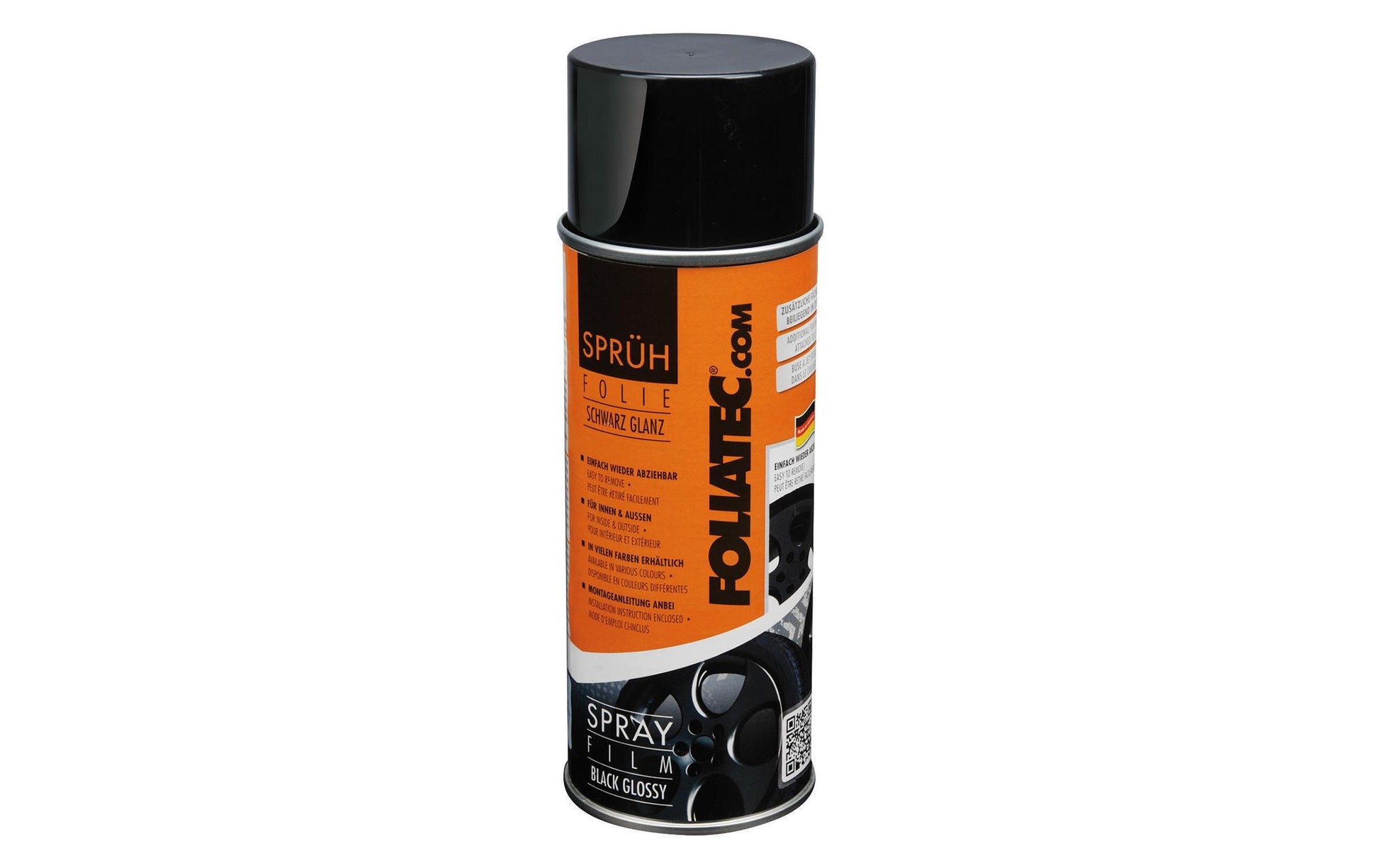 FOLIATEC Farbspray – Schwarz, glänzend – 400 ml – für Aluminium, Kunststoff, Metall