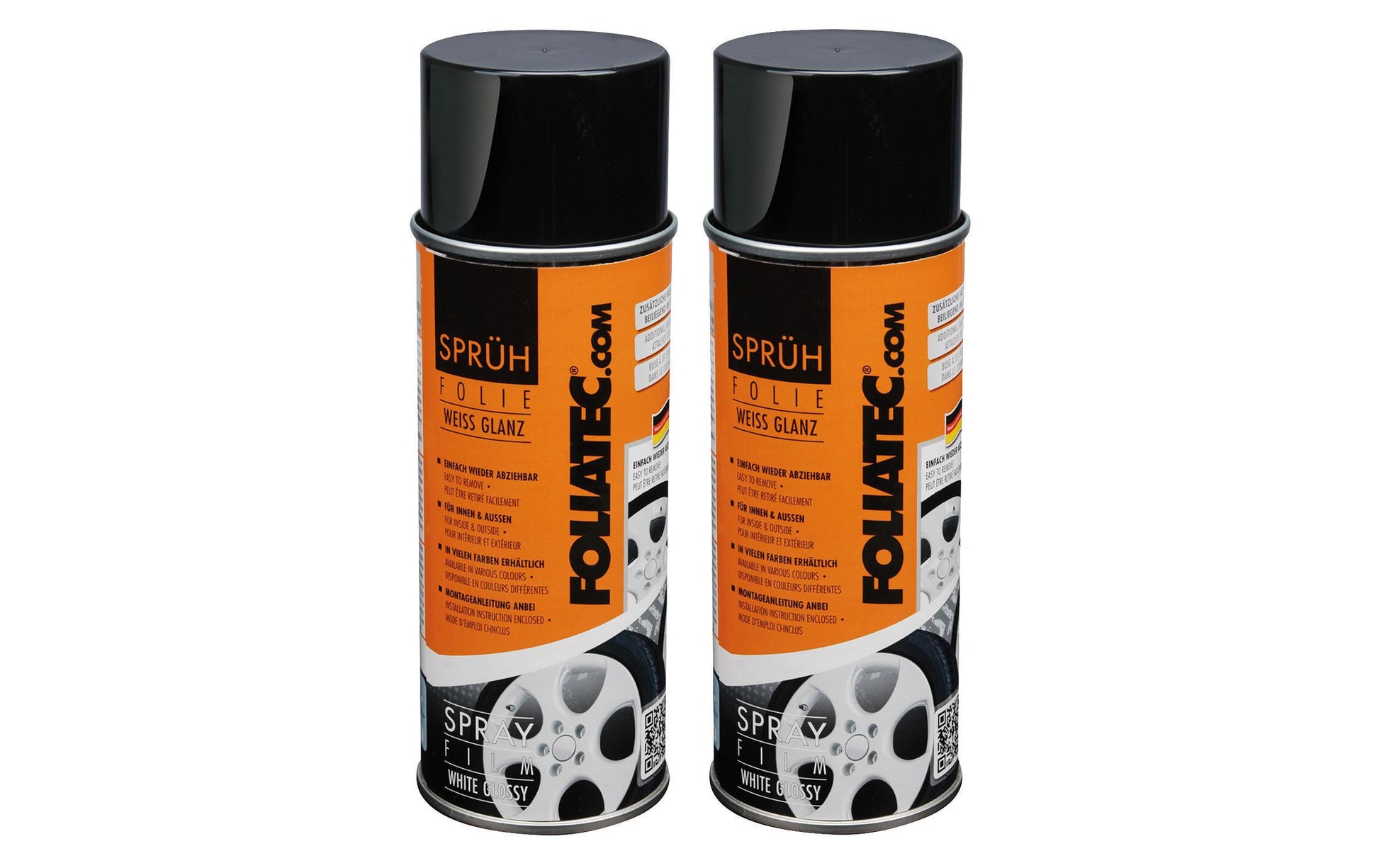 FOLIATEC Sprühfolie – Schwarz, matt – 2er-Pack 2×400 ml (800 ml) – für Aluminium, Kunststoff, Metall