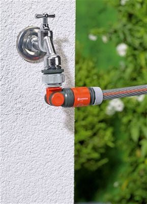 Gardena Winkelhahnstück 2999 – Anschluss G 3/4 / G 1/2, Kunststoff, Grau/Orange, für G 3/4- und G 1/2-Wasserhähne